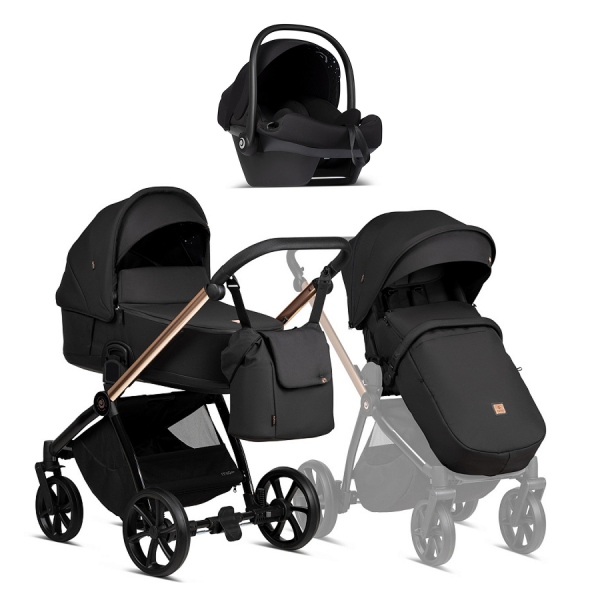 Коляска 3 в 1 Tutis Mio 3+ Essential Black, Rose Gold (292)