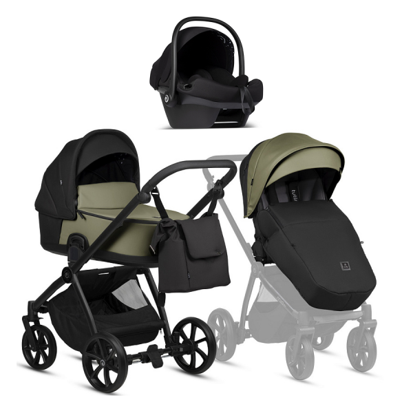 Коляска 3 в 1 Tutis Mio 3+ Essential Leather, Olive (025)