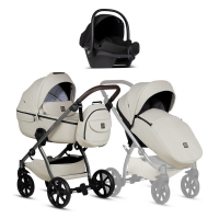 Коляска 3 в 1 Tutis Uno 5+ Leather Collection, Black Sesame (168)