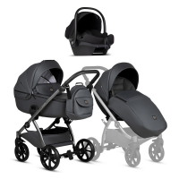 Коляска 3 в 1 Tutis Uno 5+ Leather Collection, Licorice (166)