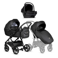 Коляска 3 в 1 Tutis Uno 5+ Leather Collection, Jet Black (699)