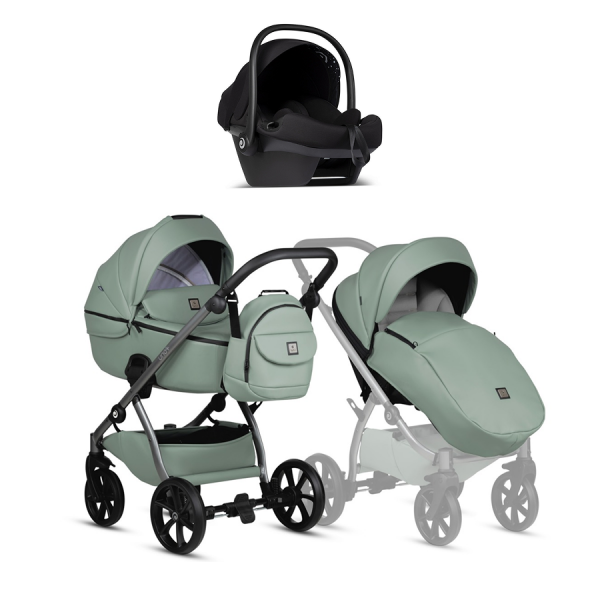 Коляска 3 в 1 Tutis Uno 5+ Leather Collection, Sage (039)
