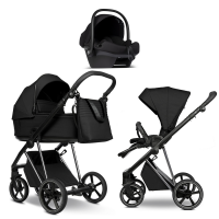 Детская коляска Roan Sol 2.0 Vintage Luxury 3 в 1 с автокреслом Tutis Elo Lux EduSky Black VIN 05/CB Caviar Black/Nickel/руч.Black