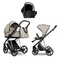 Детская коляска Roan Sol 2.0 Vintage Luxury 3 в 1 с автокреслом Tutis Elo Lux EduSky Black VIN 06/HZ Hazel/Champagne/руч.Black