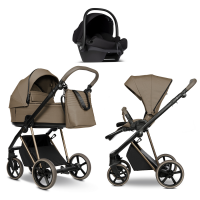 Детская коляска Roan Sol 2.0 Vintage Luxury 3 в 1 с автокреслом Tutis Elo Lux EduSky Black VIN 03/MM Mocha Mousse/Cappuccino/руч.Cappuccino