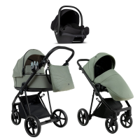 Детская коляска Roan Sol 2.0 3 в 1 с автокреслом Tutis Elo Lux EduSky Black SLL/33/T Sage Green/Black/руч.Black