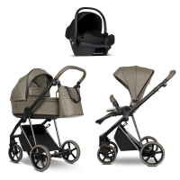 Детская коляска Roan Sol 2.0 Vintage Luxury Leather 3 в 1 с автокреслом Tutis Elo Lux EduSky Black VEGA26DB Rum Raisin/Nickel/руч.Cappuccino