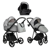 Детская коляска Roan Sol Flowers 3 в 1 с автокреслом Tutis Elo Lux EduSky Black RSF/5002 Gray/Black