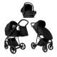 Детская коляска Roan Sol Vintage Leather 2.0 3 в 1 с автокреслом Tutis Elo Lux Edusky Black SL/10/L Black/Black/руч.Черный