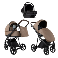 Детская коляска Roan Sol Vintage Leather 2.0 3 в 1 с автокреслом Tutis Elo Lux Edusky Black SL/11/L Camel/Black/руч.Тем.коричневый