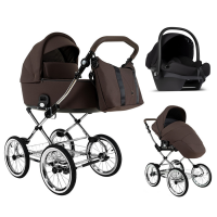 Детская коляска Roan Bass Next Classic 2.0 d14 3 в 1 с автокреслом Tutis Elo Lux EduSky Black BSNC/93/2 Turkish Coffe/Black/руч.Cappuccino