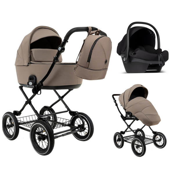 Детская коляска Roan Bass Next Classic 2.0 d12 3 в 1 с автокреслом Tutis Elo Lux EduSky Black BNC/80/2 Hazel/Black/руч.Black