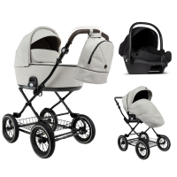 Детская коляска Roan Bass Next Classic 2.0 d12 3 в 1 с автокреслом Tutis Elo Lux EduSky Black BNC/84/2 Marzipan/Black/руч.Cappuccino