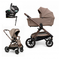 Коляска 4 в 1 Agex Prima Pro, Dune (Бежевый) + автолюлька i-safe + база