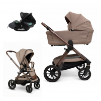 Коляска 3 в 1 Agex Prima Pro 2026, Dune (Бежевый) + Автокресло Agex i-Safe Grey (0-13 кг)