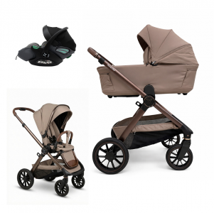 Коляска 3 в 1 Agex Prima Pro 2026, Dune (Бежевый) + Автокресло Agex i-Safe Grey (0-13 кг)