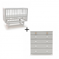 Комплект: детская кровать Agex Lira (маятник продольный) + комод Agex Lino серый