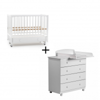 Комплект: детская кровать Woodix Colibri Go (маятник универсальный) + комод Woodix Bravo белый