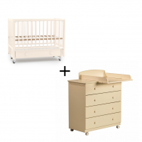 Комплект: детская кровать Woodix Colibri Go (маятник универсальный) + комод Woodix Bravo слоновая кость