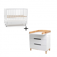 Комплект: детская кровать Woodix Colibri Go (маятник универсальный) белый + комод Woodix Natura Plus New