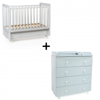 Комплект детская кровать Tutis Cloud 4 (маятник + ящик) + комод Tutis Cloud, Серый