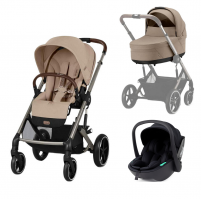 Коляска 3 в 1 Cybex Balios S Lux TPE 2025, Almond Beige с дождевиком и автокреслом Rant Miro