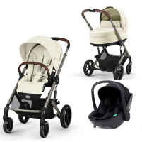 Коляска 3 в 1 Cybex Balios S Lux TPE 2025, Seashell Beige с дождевиком и автокреслом Rant Miro