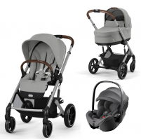 Коляска 3 в 1 Cybex Balios S Lux BLK 2025, Stone Grey с дождевиком и автокреслом Britax Roemer Baby-Safe Pro Classic Deep Grey