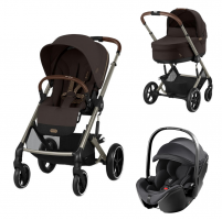 Коляска 3 в 1 Cybex Balios S Lux TPE 2025, Chocolate Brown с дождевиком и автокреслом Britax Roemer Baby-Safe Pro Classic Deep Black
