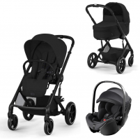 Коляска 3 в 1 Cybex Balios S Lux BLK 2025, Moon Black с дождевиком и автокреслом Britax Roemer Baby-Safe Pro Classic Deep Black