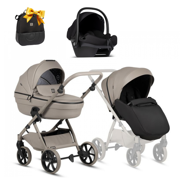 Детская коляска Tutis Uno 6 Plus Leather collection 3 в 1 с автокреслом Elo Lux EduSky Black 1402185 Nocciola