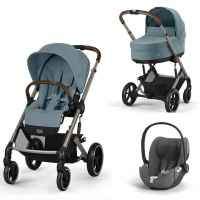 Коляска 3 в 1 Cybex Balios S Lux TPE 2025, Stormy Blue с дождевиком + Автокресло Cloud T i-Size Plus Mirage Grey