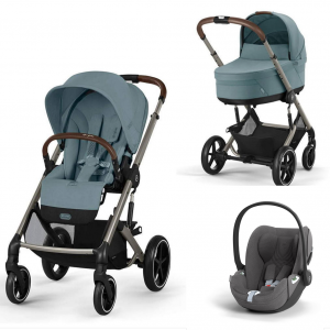 Коляска 3 в 1 Cybex Balios S Lux TPE 2025, Stormy Blue с дождевиком + Автокресло Cloud T i-Size Plus Mirage Grey