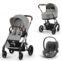 Коляска 3 в 1 Cybex Balios S Lux 2025 цвет Stone Grey с дождевиком + Автокресло Cloud T i-Size Plus Mirage Grey
