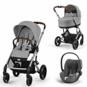 Коляска 3 в 1 Cybex Balios S Lux 2025 цвет Stone Grey с дождевиком + Автокресло Cloud T i-Size Plus Mirage Grey