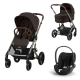 Коляска 3 в 1 Cybex Balios S Lux TPE 2025, Chocolate Brown с дождевиком + Автокресло Cloud T Plus цвет Sepia Black