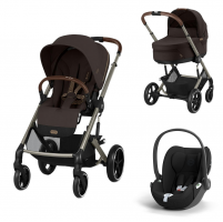 Коляска 3 в 1 Cybex Balios S Lux TPE 2025, Chocolate Brown с дождевиком + Автокресло Cloud T Plus цвет Sepia Black