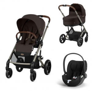 Коляска 3 в 1 Cybex Balios S Lux TPE 2025, Chocolate Brown с дождевиком + Автокресло Cloud T Plus цвет Sepia Black