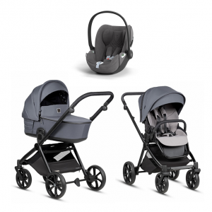 Коляска 3 в 1 Tutis Mio 3+ NEW Essential, Dark Grey (103) с автокреслом Cloud T i-Size Plus Mirage Grey