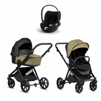 Коляска 3 в 1 Tutis Mio 3+ NEW Leather, Olive (025) с автокреслом Cloud T i-Size Plus Sepia Black