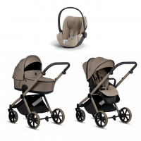 Коляска 3 в 1 Tutis Mio 3+ NEW Essential, Taupe Deep (078) с автокреслом Cloud T i-Size Plus Cozy Beige