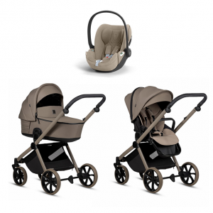 Коляска 3 в 1 Tutis Mio 3+ NEW Essential, Taupe Deep (078) с автокреслом Cloud T i-Size Plus Cozy Beige