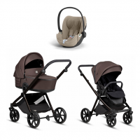 Коляска 3 в 1 Tutis Mio 3+ NEW Essential, Coffee Brown (024) с автокреслом Cloud T i-Size Plus Cozy Beige
