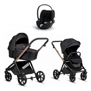 Коляска 3 в 1 Tutis Mio 3+ NEW Black Edition, Rose Gold (292) с автокреслом Cloud T i-Size Plus Sepia Black