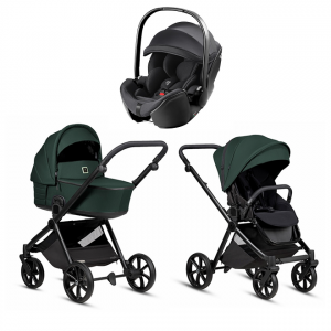 Коляска 3 в 1 Tutis Mio 3+ NEW Essential, Pacific Green (240) с автокреслом Britax Roemer Baby-Safe Pro Classic Deep Black