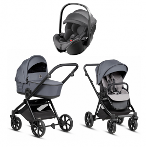 Коляска 3 в 1 Tutis Mio 3+ NEW Essential, Dark Grey (103) с автокреслом Britax Roemer Baby-Safe Pro Classic Deep Grey