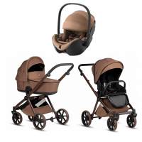 Коляска 3 в 1 Tutis Mio 3+ NEW Limited, Hoopoe Brown (016) с автокреслом Britax Roemer Baby-Safe Pro LUX Warm Caramel