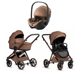 Коляска 3 в 1 Tutis Mio 3+ NEW Limited, Hoopoe Brown (016) с автокреслом Britax Roemer Baby-Safe Pro LUX Warm Caramel