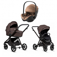 Коляска 3 в 1 Tutis Mio 3+ NEW Essential, Coffee Brown (024) с автокреслом Britax Roemer Baby-Safe Pro LUX Warm Caramel