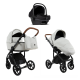 Детская коляска Roan Bass Next Кожа 2.0 3 в 1 с автокреслом Tutis Elo Lux EduSky Black BNL/70/2 Island Stone /Black/ руч.Коричневый